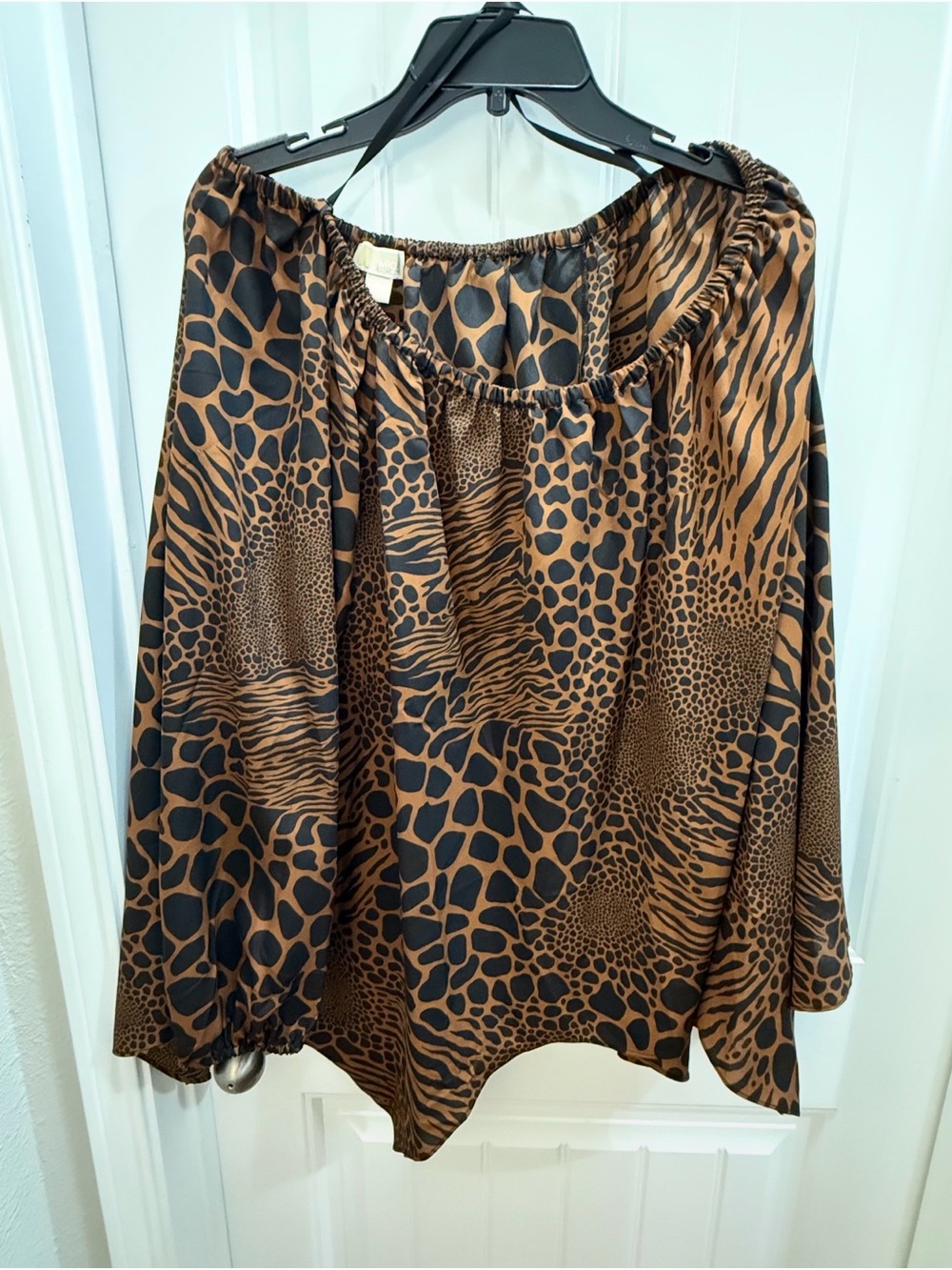 Michael Kors  Animal-Print relaxed peasant Women's Blouse 2x
